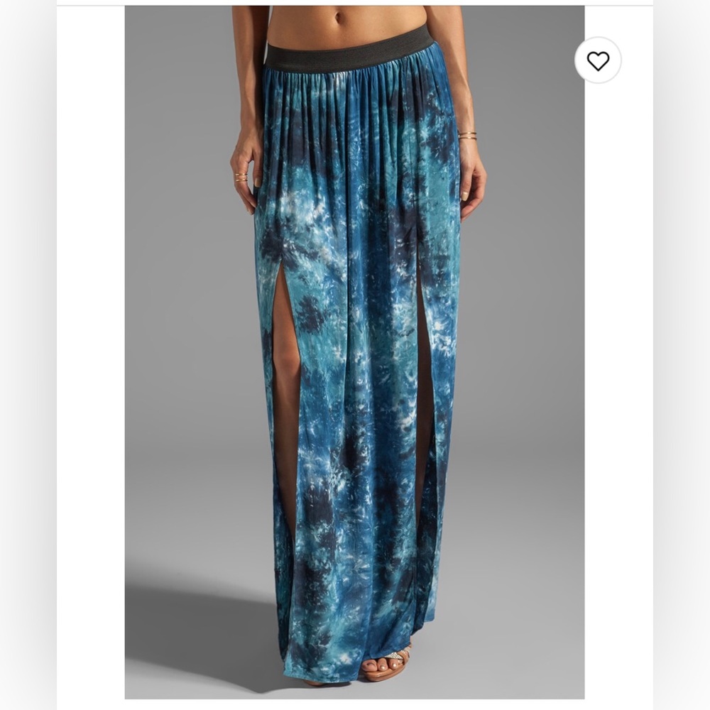 Blue Moon Rayon Tie Dye Maxi Skirt Double Front Slits Size XS